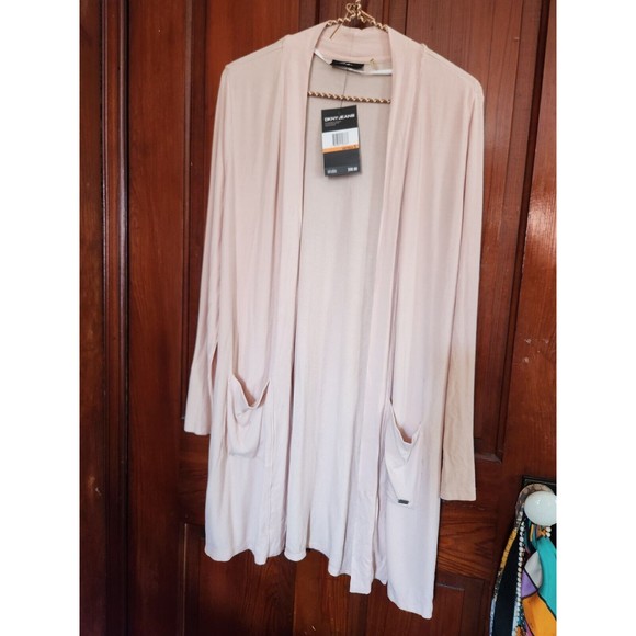 DKNY Cardigan Size Small Light Pink 2 Pocket - Picture 1 of 4